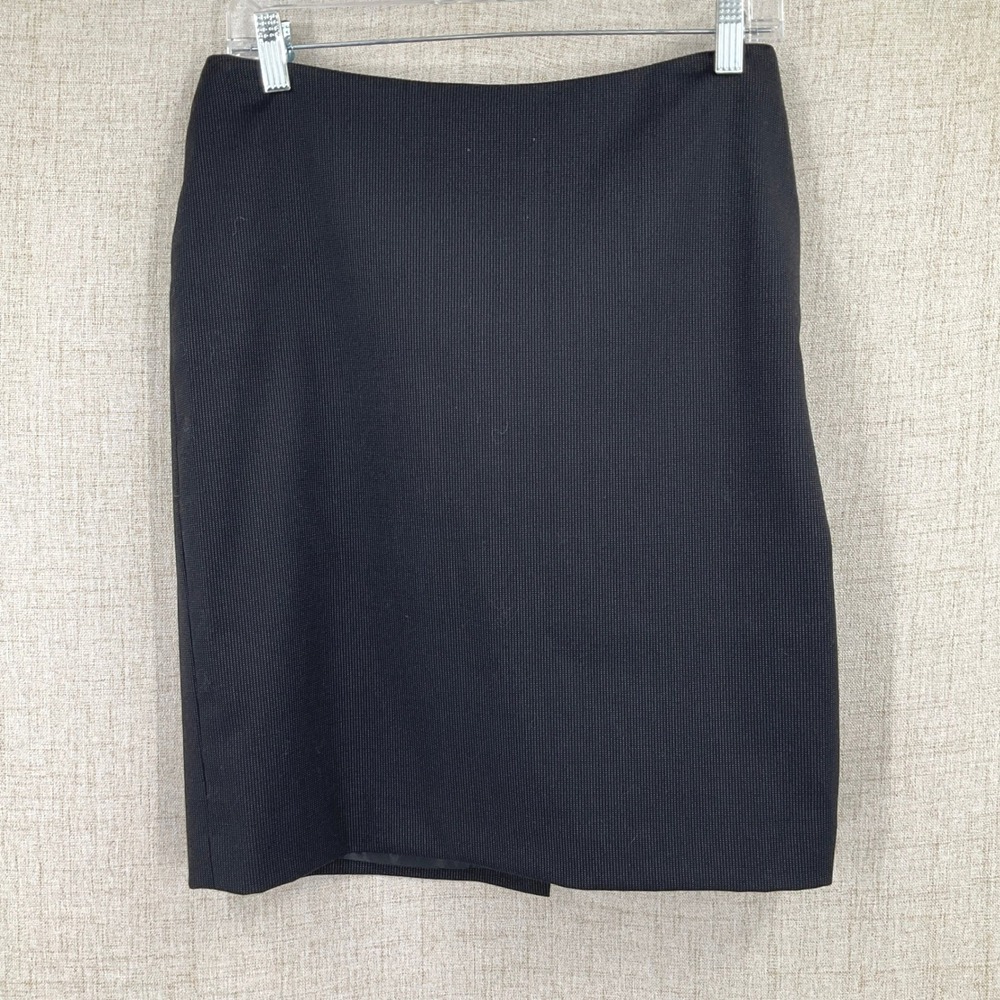 Anne Klein Pencil Skirt Women 6P Black Wool Blend Micro Ribbed‎ Career